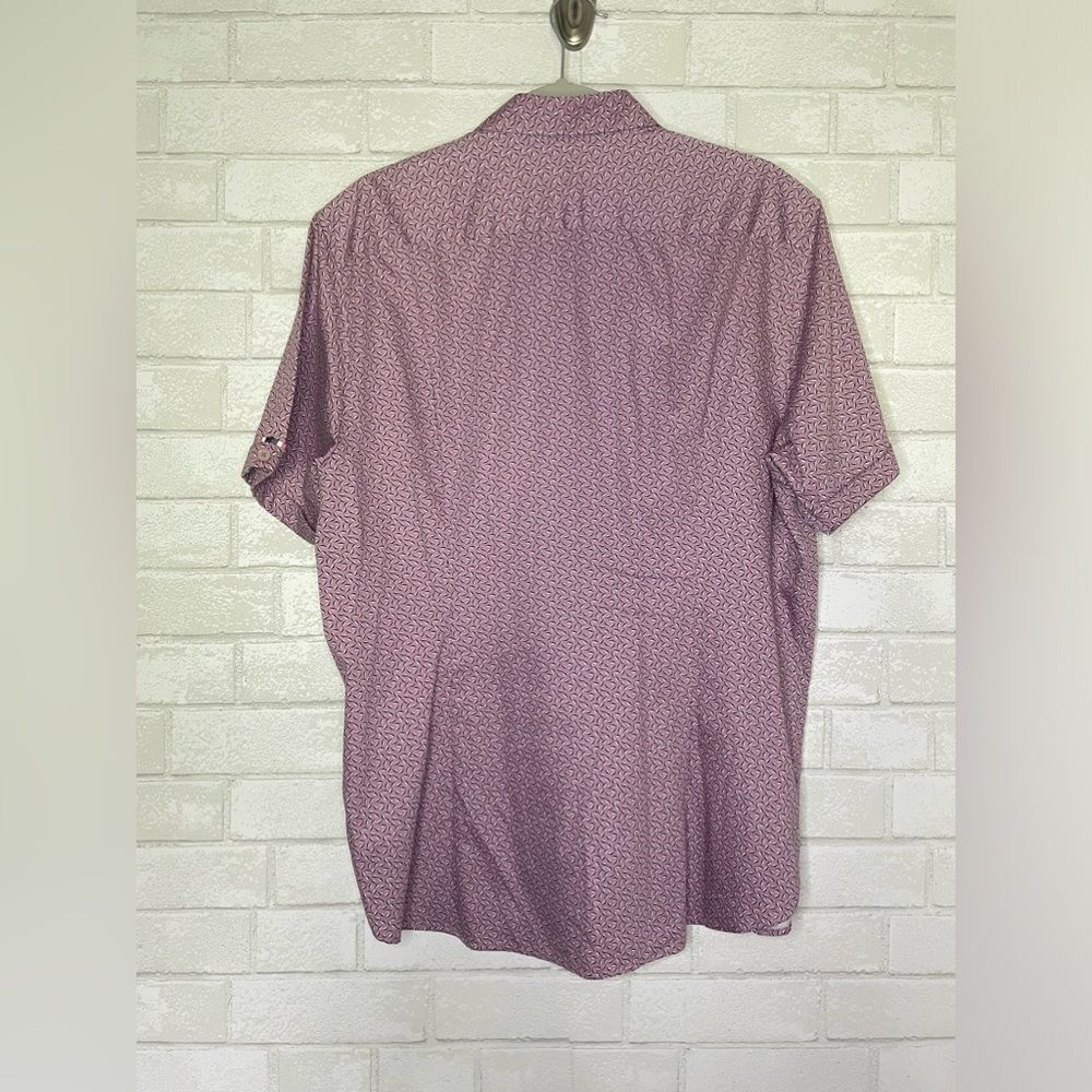 Ted Baker London Men’s Button Down Geo Print Short Sleeve Top size 6 - Picture 2 of 9